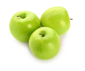 Fresh ripe apples on white background