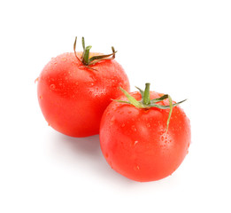 Fresh tomatoes on white background