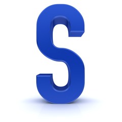 S letter blue sign 3d