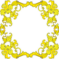 Vector Gold monogram floral ornament. Black and white engraved ink art. Frame border ornament square.