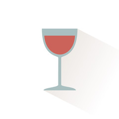 Glass of wine icon with shadow. Flat vector illustration