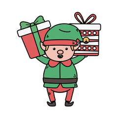 helper holding two gifts decoration merry christmas