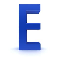 E letter blue sign 3d