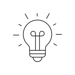 Light bulb shining icon on white background. Editable stroke