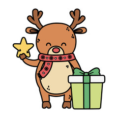Fototapeta premium reindeer with star and gift decoration merry christmas