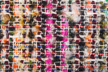 interlacing of color threads in boucle fabric - obrazy, fototapety, plakaty