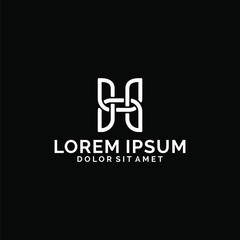 Obraz premium Initial letter H logo template with heraldic line art illustration in flat design monogram symbol