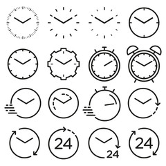 Time and clock line isolated icons. Vector linear icon set.