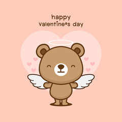 Happy valentines day cute bear cartoon.