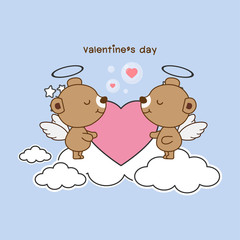 Happy valentines day cute bear cartoon.