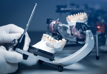orthodontic prosthesis. laboratory. close-up. dental