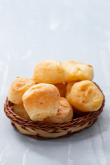 typical brazilian cheese bread in dish