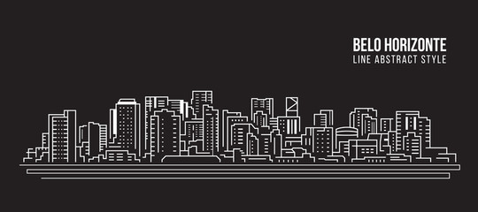 Cityscape Building panorama Line art Vector Illustration design - Belo horizonte city