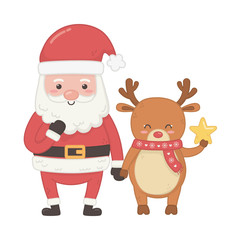 santa and reindeer with star decoration merry christmas