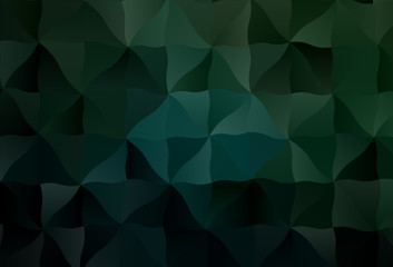 Dark Green vector shining triangular backdrop.