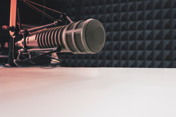 Professional microphone in Radio studio