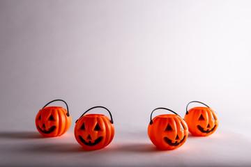 Halloween funny pumpkins group. white background, Halloween decorations
