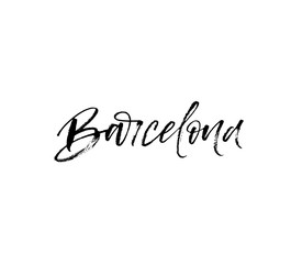 Hand lettering Barcelona. Modern vector brush calligraphy. Ink illustration with hand-drawn lettering. 