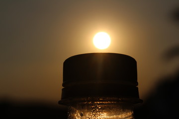 water bottle and the sun