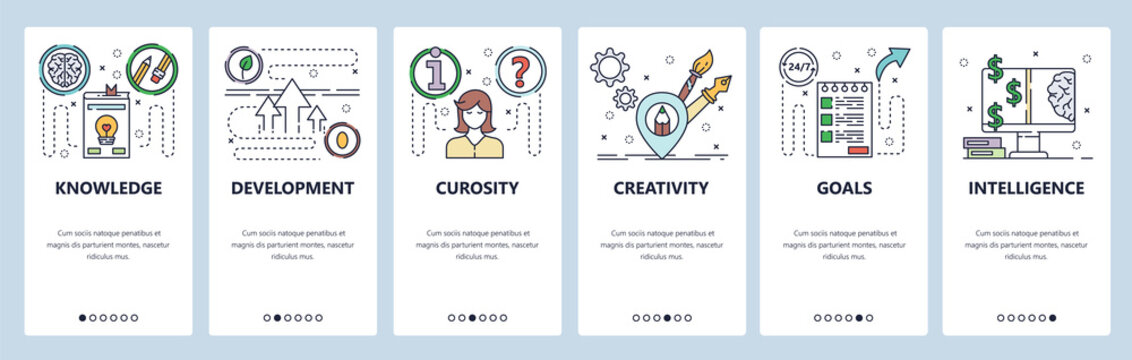 Website and mobile app onboarding screens vector template