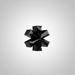 Black glossy chiseled asterisk symbol