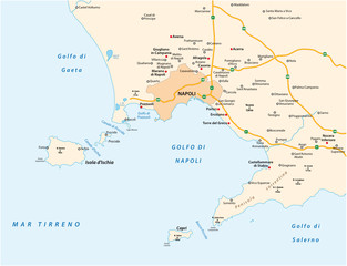 Map of the gulf of naples in italian language