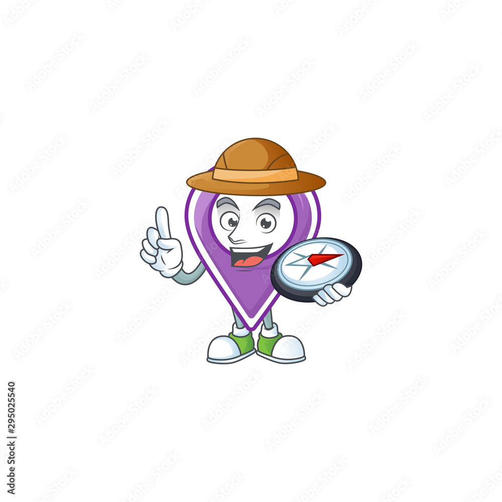 Sticker Explorer pin location cartoon character with mascot