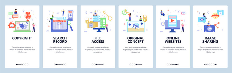 Website and mobile app onboarding screens vector template