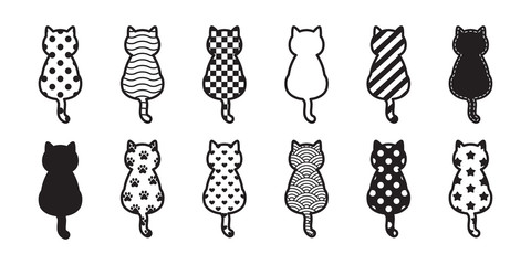 cat vector kitten icon footprint paw Christmas logo symbol polka dot Checked stripes Heart Valentine cartoon character illustration design