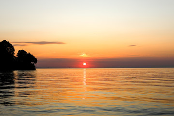 Beautiful summer sunset on Lake Ontario. Webster, NY