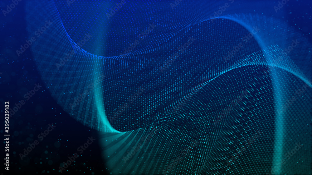 Aufkleber beautiful abstract wave technology background with blue light digital effect corporate concept