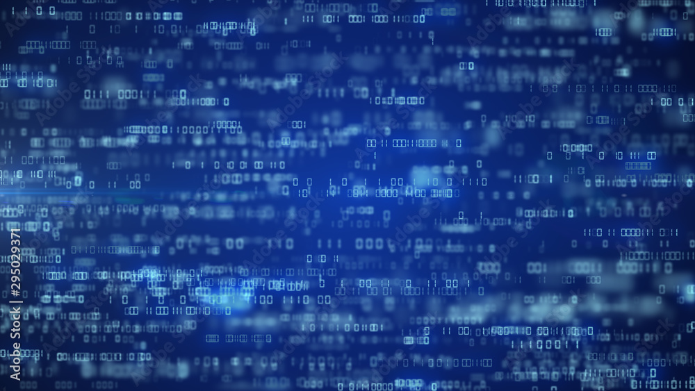 Poster digital code background number zero and one running cloud computing technology concept