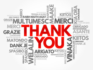 Thank You word cloud in different languages, concept background
