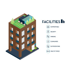 Isometric urban building. Icon facilities for condominium.