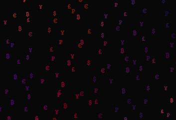 Fototapeta na wymiar Dark Blue, Red vector background with financial symbols.