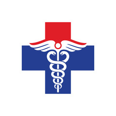 Caduceus Logo. Medical Symbol. Healthy Icon. Vector Illustration.