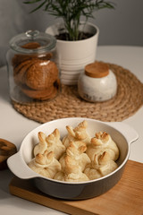baking pastry stuffed in a pan