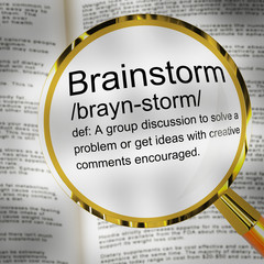 Brainstorm concept icon means having a meeting to deliberate on new ideas. - 3d illustration - obrazy, fototapety, plakaty