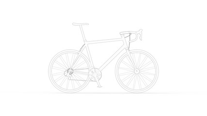 3d rendering of a race sports bicycle isolated in white background