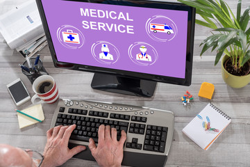 Medical service concept on a computer