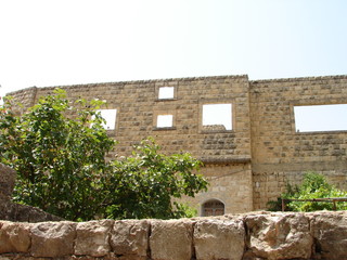 Narrow cobbled ancient streets in traditional town Deir el Qamar, Lebanon