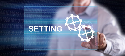 Man touching a setting concept