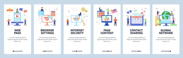 Website and mobile app onboarding screens vector template
