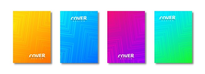 Trendy cover templates set. Geometric square patterns. Abstract poster, flyer, banner, background. Creative cover page templates design for use in print.