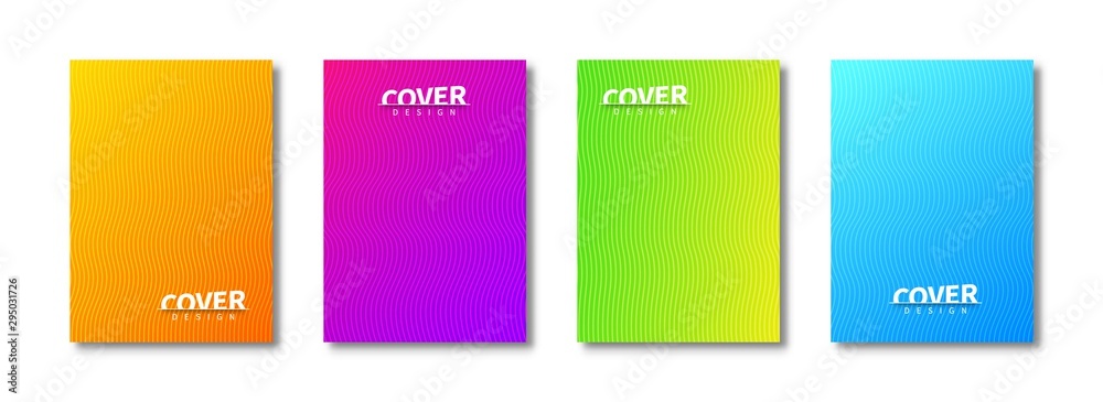 Poster Abstract cover templates set for use in print design. Background with wavy patterns. Trendy design of poster, flyer, banner. Vector cover page templates.