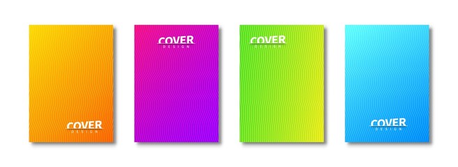 Abstract cover templates set for use in print design. Background with wavy patterns. Trendy design of poster, flyer, banner. Vector cover page templates.