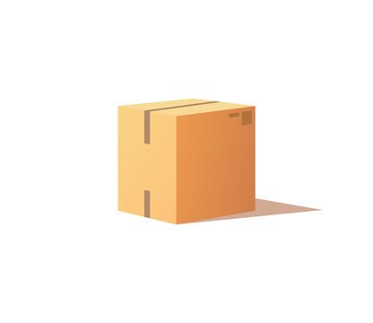 recommend clip art: Carton package box with adhesive tape isolated icon vector. Square container made of cardboard for product and items transportation and safe storage