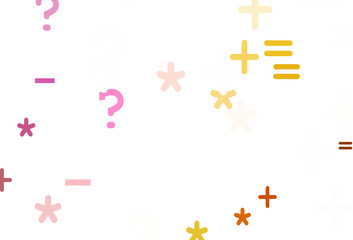 Light Multicolor vector background with arithmetic signs.