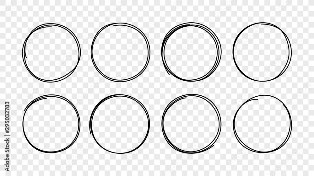 Aufkleber hand drawn circle sketch frame set. elements for concept design. doodle style.