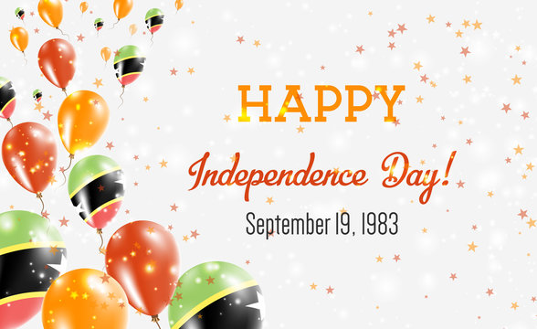 Saint Kitts And Nevis Independence Day Greeting Card. Flying Balloons in Saint Kitts And Nevis National Colors. Happy Independence Day Saint Kitts And Nevis Vector Illustration.
